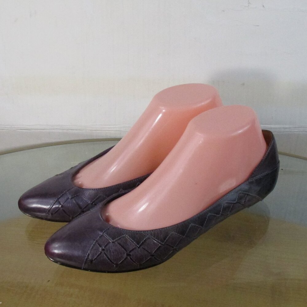 CALICO  Vintage 70's Loafer Flats Purple Leather Shoes  Women's Size 8